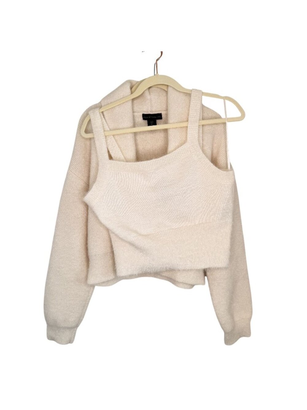 House Of Harlow 1960 Cream Knit Cardigan & Cropped Tank Set, L